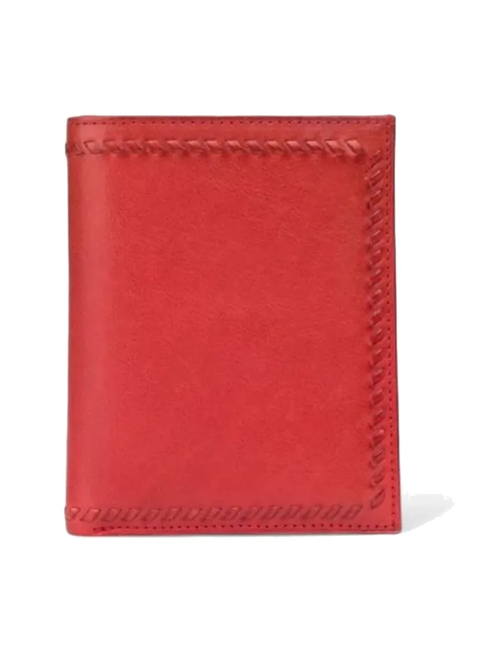 GÖN red leather men’s wallet with hand-laced corners